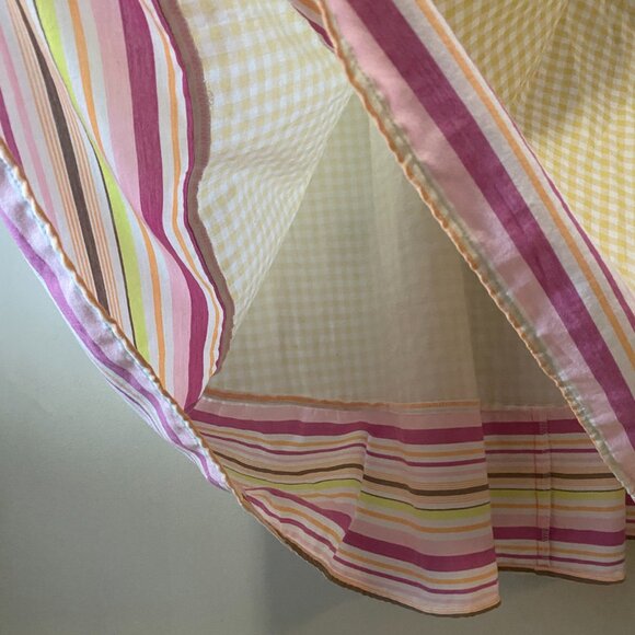 Handmade Plus Size Cotton Viscose Yellow White Gingham Pink Stripes Dress - Picture 12 of 12